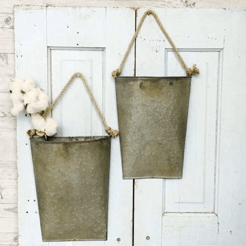 Gracie Oaks 2 Piece Galvanized Metal Hanging Pocket Wall Décor Set